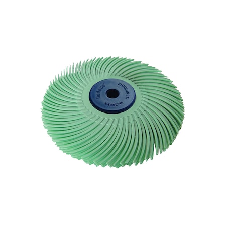 Dedeco Sunburst Radial Bristle Discs 3 in Curved Tc 3-Ply Lt Green 1 Micron A/O 1/Unit 1336